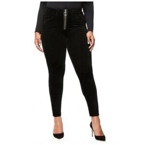 NWT Good American Good Legs Exposed Zipper Black Velvet - Size 0